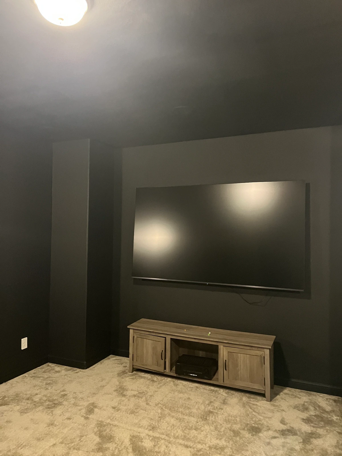 Dark Media Room Finish project photo in The Woodlands, TX